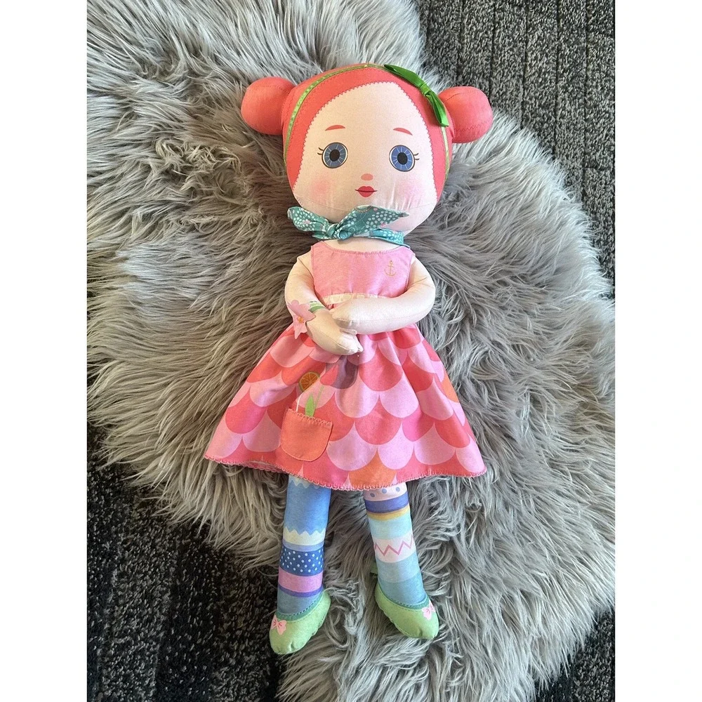 Zapf‎ Creations Mooshka Doll Plush Stuffed Toy Pink Green Bow Flowers Anchor